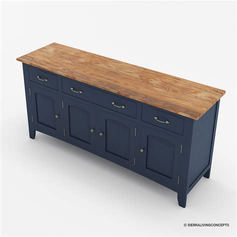 meriden two tone solid wood 3 drawer long sideboard cabinet