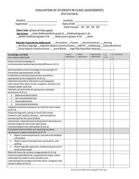 Student Evaluation Form In Word And Pdf Formats