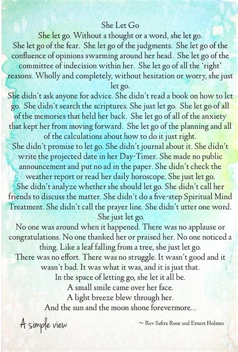 She Let Go - Rev Safire Rose | Grieving quotes, Letting go poems, She