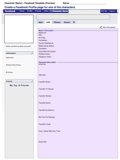 Facebook Profile Activity For Character Or Historical Figure