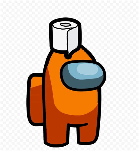 Hd Orange Among Us Crewmate Character With Toilet Paper Hat Png Citypng