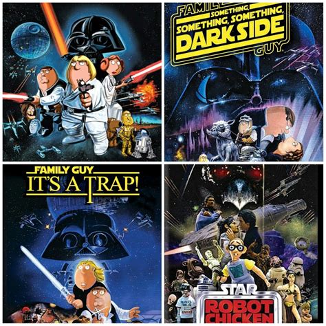 Four Star Wars Movie Posters With Characters From The Cartoon Series