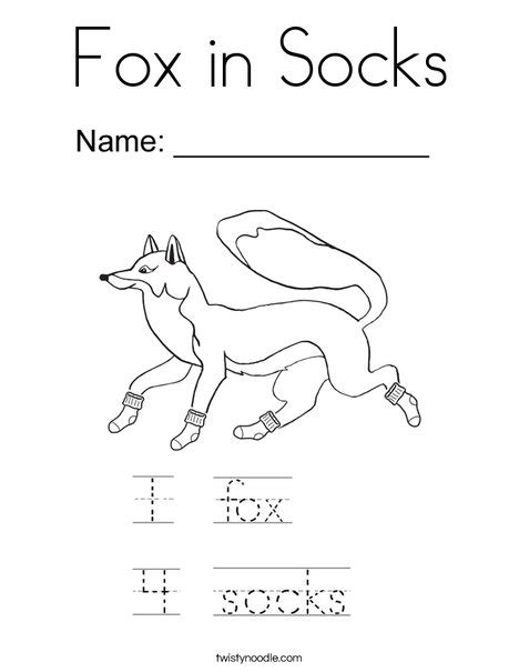 Fox In Socks Coloring Page Twisty Noodle