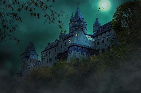 Castle Night Middle Ages Moon Mystical Atmospheric Mysterious