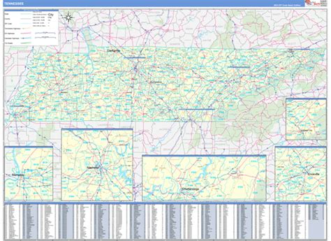 Tennessee Zip Code Wall Map Basic Style By Marketmaps Mapsales