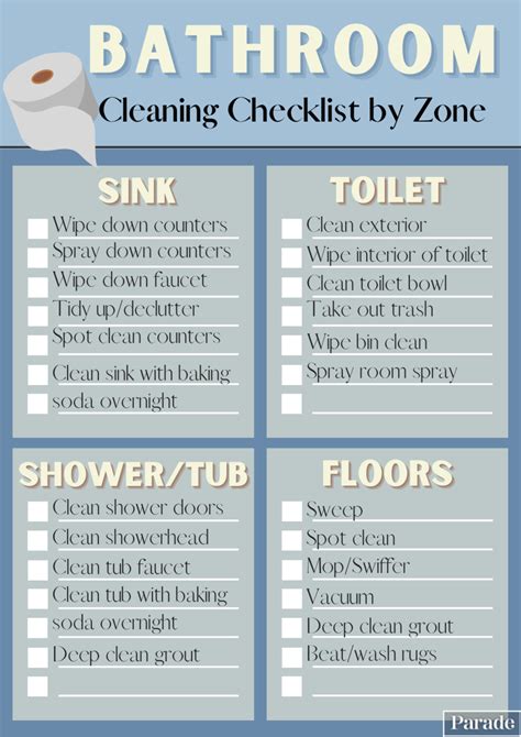 Printable Bathroom Cleaning Checklists Bathroom Cleaning Tips Parade