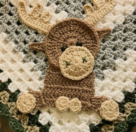 Blanket Moose Baby Blanket Crocheted Moose Blanket Baby Blanket