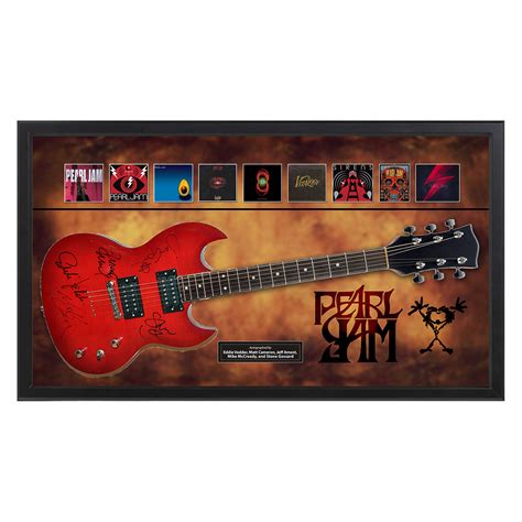 Framed Autographed Guitar Pearl Jam Autographed Guitar Displays Touch Of Modern