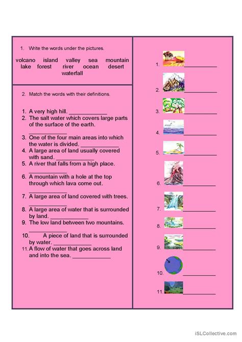 Geographical Features English Esl Worksheets Pdf And Doc