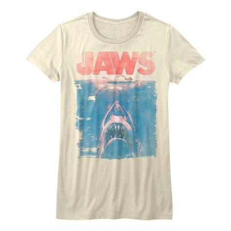 Jaws Womens Shirt Vintage Shark Movie Poster Ivory Tshirt Etsy