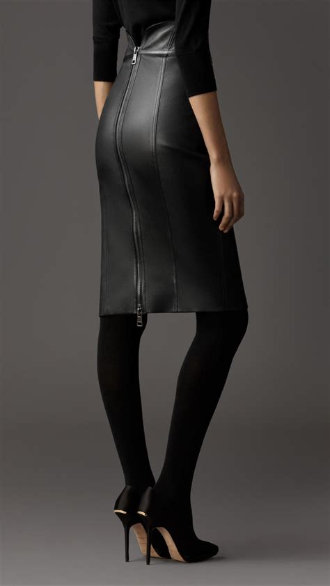 Burberry Leather Pencil Skirt In Black Lyst