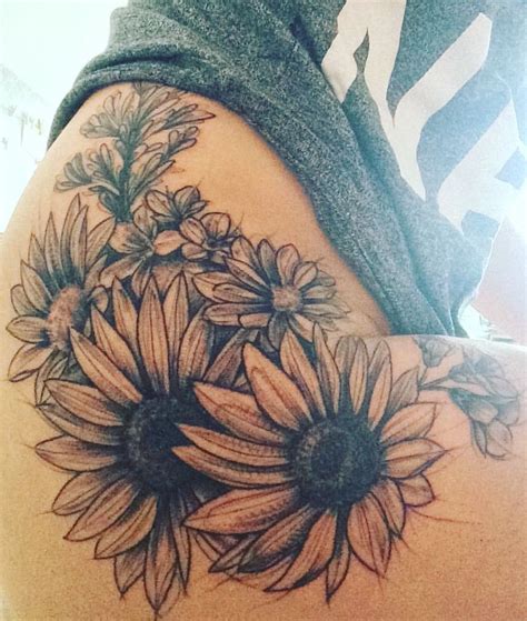 pin by raylene chiarizzio on the story sunflower tattoos flower thigh tattoos sunflower