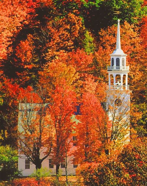 Church In Autumn Stafford Vermont By Russell Burden 🇺🇸 Autumn