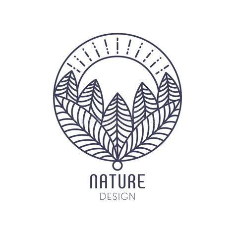 Vector Logo Of Nature Elements Simple Decorative Emblem Stock Vector
