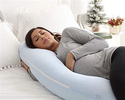 Pharmedoc Pregnancy Pillow U Shape Light Blue Detachable Full Body