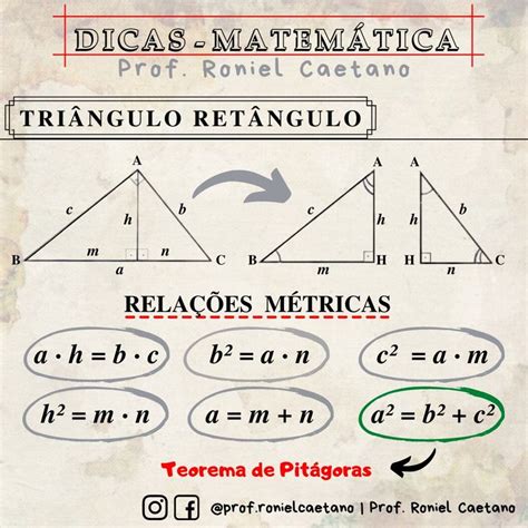 Trigonometria No Tri Ngulo Ret Ngulo Semelhan A De Triangulos Teorema De Pit Goras F Rmulas