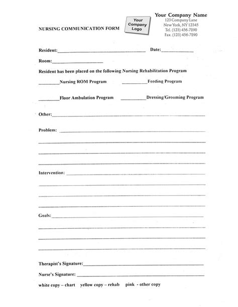Nursing Communication Form Item 5906 Nursing Home Forms Standard