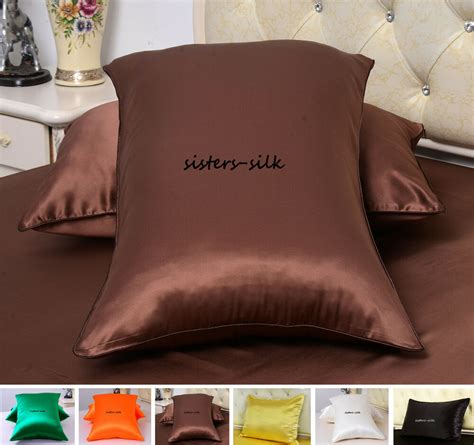 2 Pcs 22mm 100 Silk Pillowcases Side Zipper Closure Standard Queen King Ebay