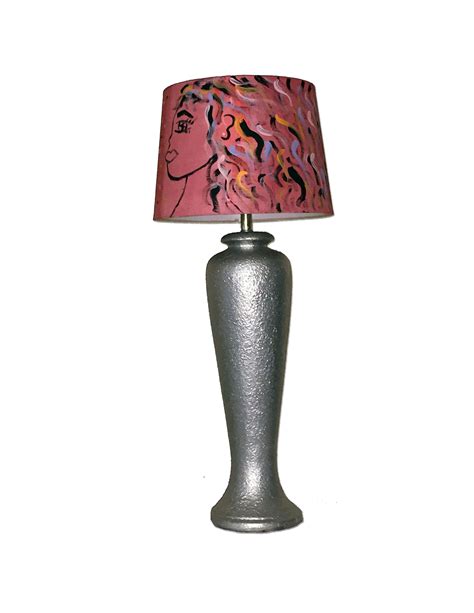 Our lampshades are handmade by experts in the us and around. Revamped lamp painted silver with Custom made "free lady ...