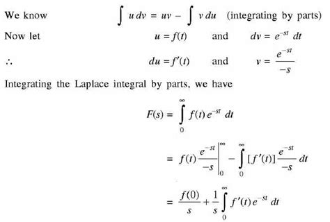 laplace transform of a derivative [d f t dt]