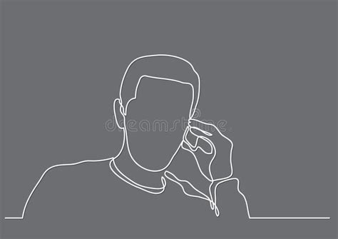 Continuous Line Drawing Of Man Talking On Cell Phone Stock Vector