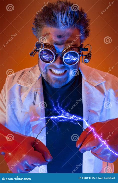 Mad Scientist With Electricity Stock Image Image 29019795