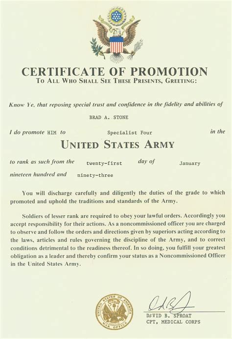 Officer Promotion Certificate Template Army Di 2020