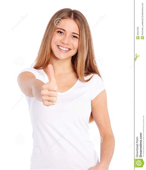 Woman Doing Ok Gesture With Thumb Up Stock Photo Image 50347932