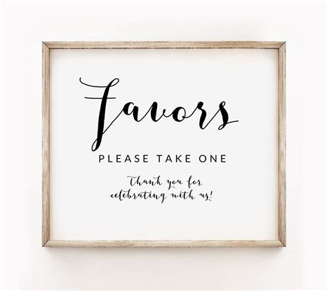 Free Wedding Sign Favors Black And White Instant Download Printable