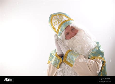 Sinterklaas Portrait Dutch Santa Claus Put His Hands On His Cheek St