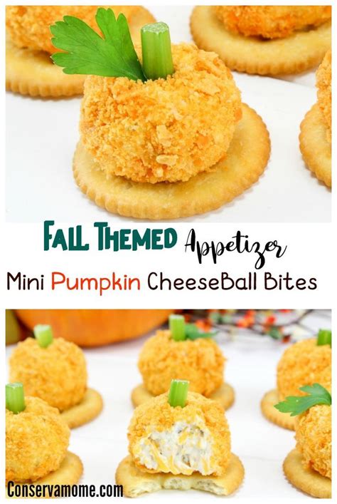 Fall Themed Appetizer Mini Pumpkin Cheese Ball Bites