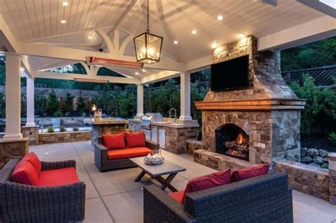 40 Best Patio Designs With Pergola And Fireplace Covered Outdoor Living Space Ideas In 2020