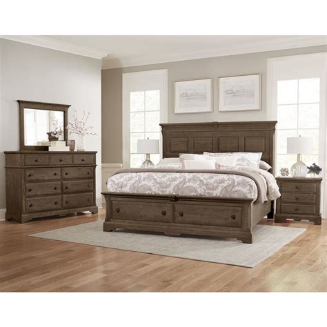Heritage Cobblestone Oak King Mansion Bed With Storage Footboard B T By