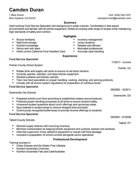 Best Educational Food Specialist Resume Example From Professional