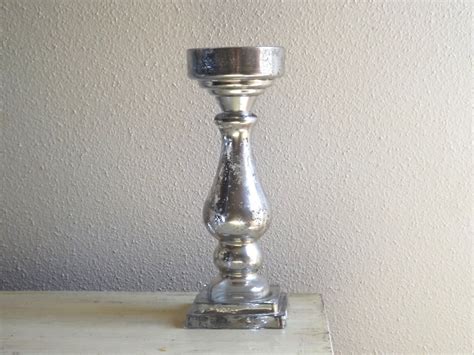 Large Mercury Glass Pillar Candle Holder