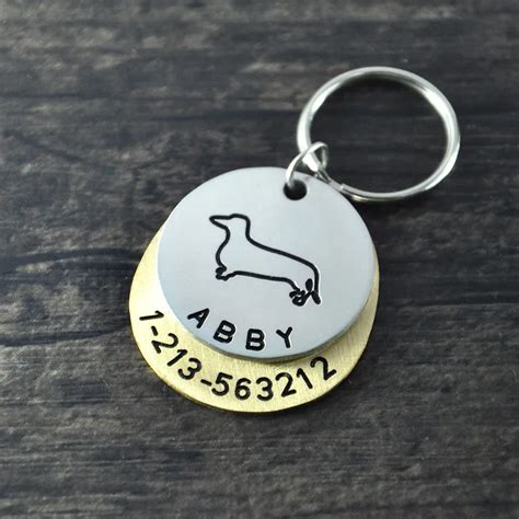 Personalized Dogtags Dachshund Dog Tag Custom Dog Id Tag Hand