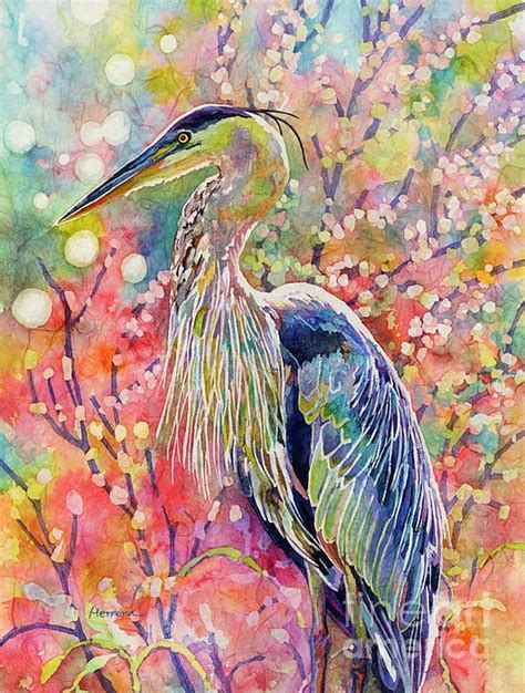 An Elegant Great Blue Heron Watercolor Painting By Hailey E Herrera