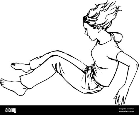 Girl Falling Outline Stock Vector Images Alamy