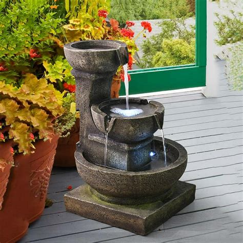 Watnature Indooroutdoor Water Fountain With Led Light Soothing Resin