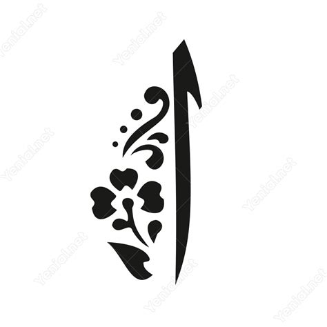 Elif Çiçek Desenli Harfi Mevlevi Sticker Etiket Yapıştırma