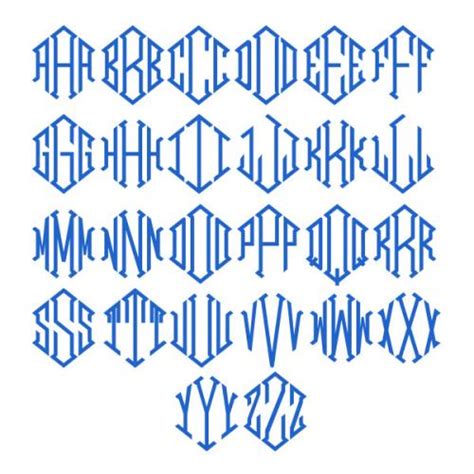 Diamond Hex Monogram Cuttable Font Apex Embroidery Designs Monogram