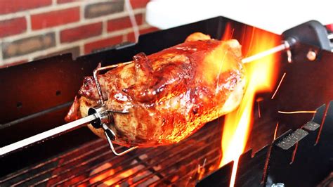 how to rotisserie on different barbecues spit roast basics video youtube