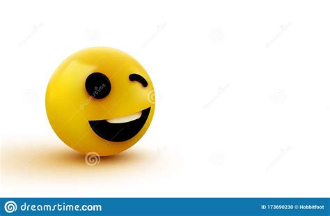 Emoji Yellow Winking Face Funny Cartoon Emoticon Icon 3d Illustration