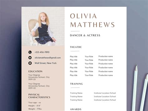 Child Actor Resume Template Canva Child Acting Resume For Etsy Australia
