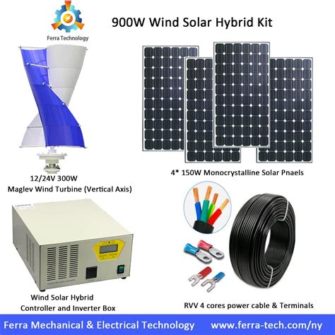 900w Wind Solar Hybrid Power System Kit 12v24v X300w Vertical Axis