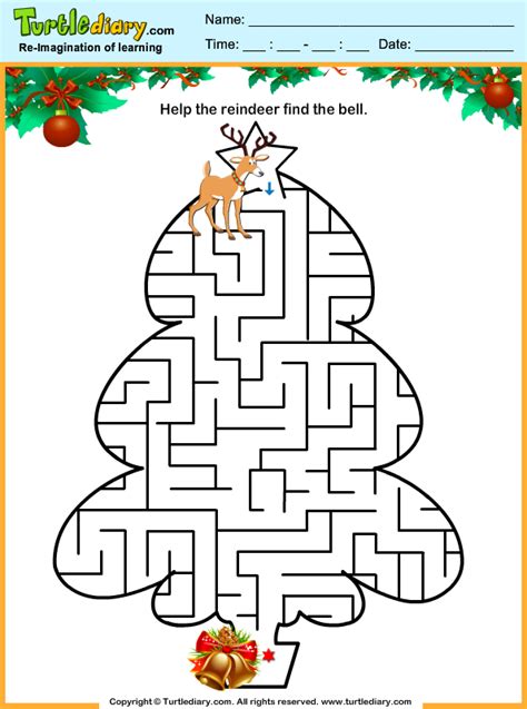 Christmas Tree Maze Worksheet - Turtle Diary