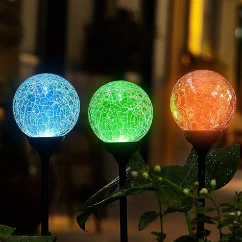 Fc Fancier Solar Powered Crackle Glass Ballfor Outdoor Garden Led