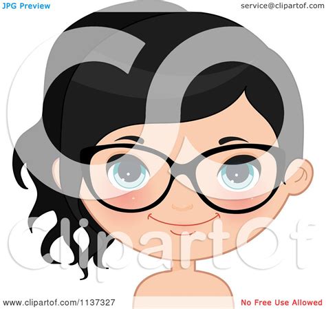 Cartoon Of A Happy Girl Wearing Glasses 4 Royalty Free Vector Clipart By Melisende Vector 1137327