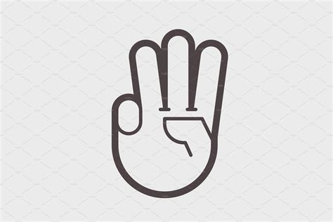Gesture With Three Fingers Up Solid Icons ~ Creative Market