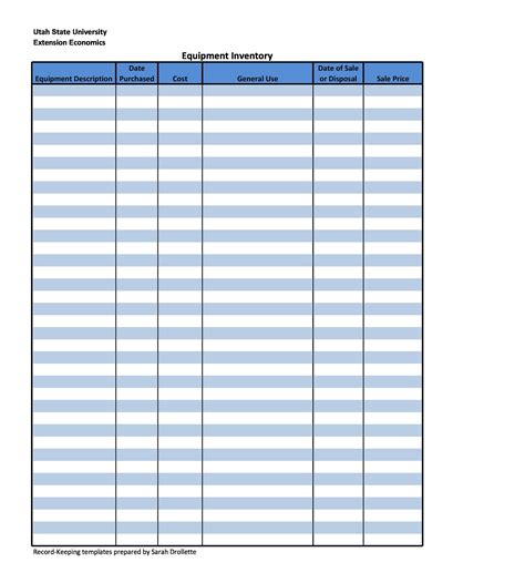 Tool Register Template Free Hq Printable Documents